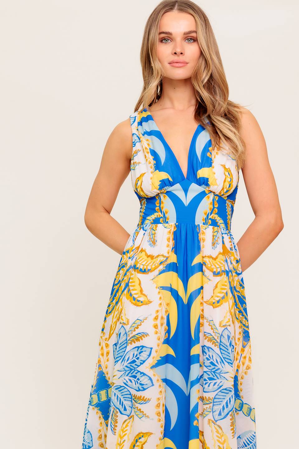 VESTIDO MIDI TEJIDO AZUL PRADO SUAVE