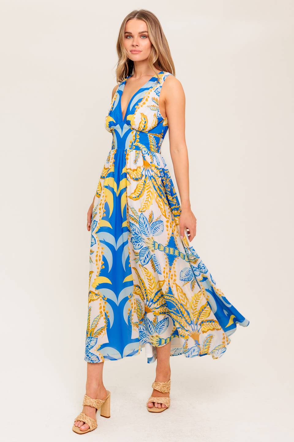 VESTIDO MIDI TEJIDO AZUL PRADO SUAVE