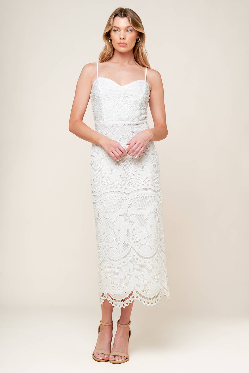 THE JOSEPHINE OFF WHITE WOVEN MIDI DRESS - MaraFormigone
