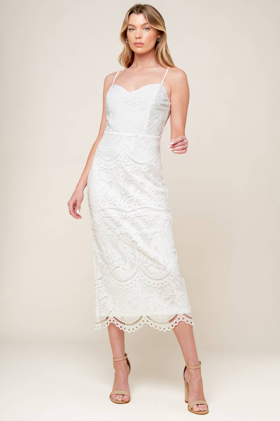 THE JOSEPHINE OFF WHITE WOVEN MIDI DRESS - MaraFormigone