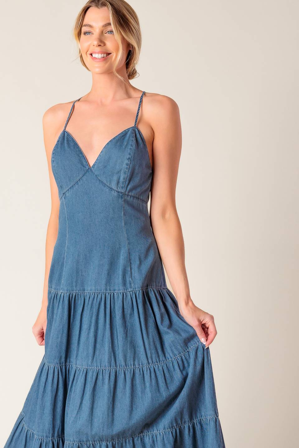 VESTIDO MIDI DE CHAMBRAY PARA O DOMINGO