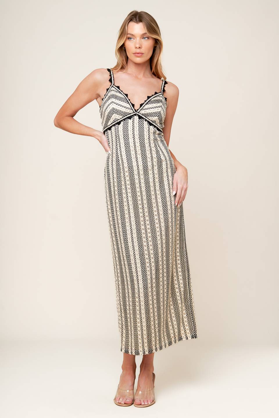 VESTIDO MIDI DE ENCAJE DE GANCHILLO "LLÉVAME LEJOS"