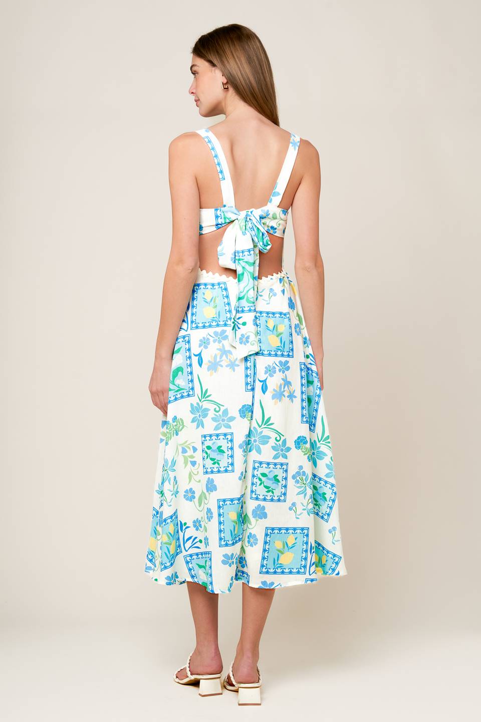 ON THE MOVE BLUE WOVEN MIDI DRESS - MaraFormigone