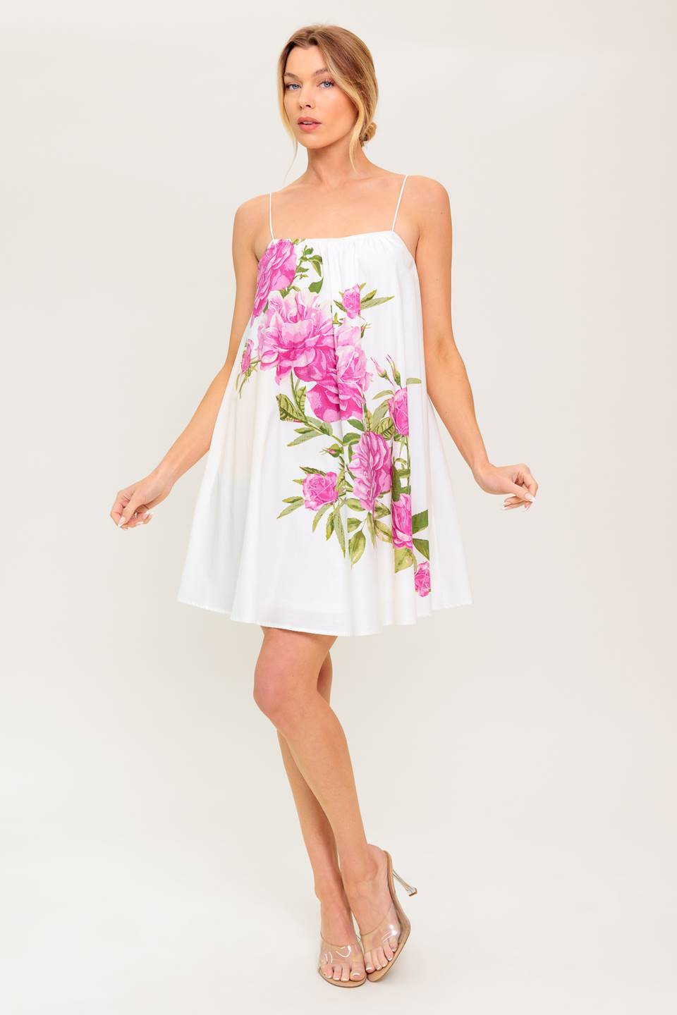 MINIVESTIDO ROSA CON ESTAMPADO FLORAL DE GARDEN WHISPERS