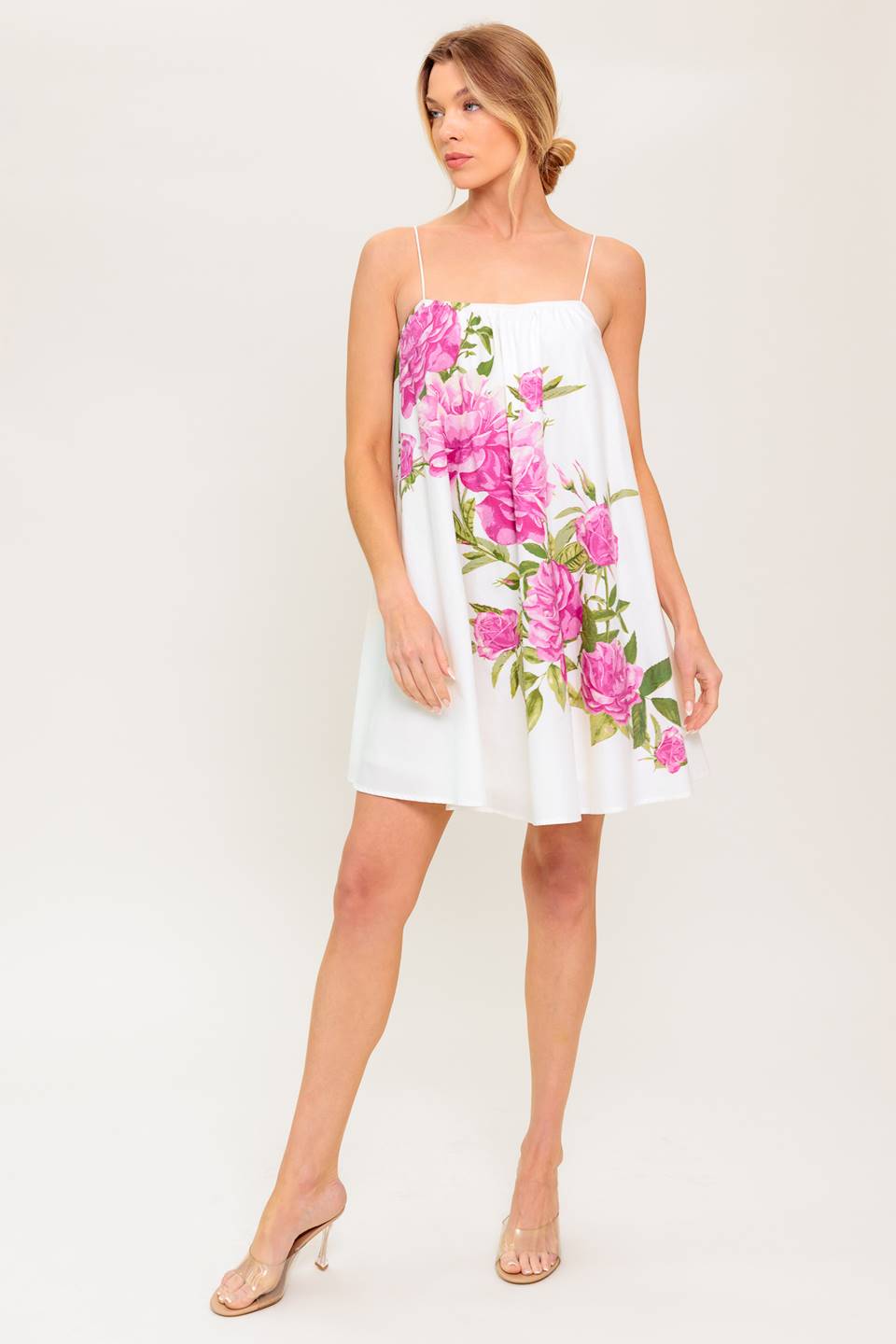 MINIVESTIDO ROSA CON ESTAMPADO FLORAL DE GARDEN WHISPERS