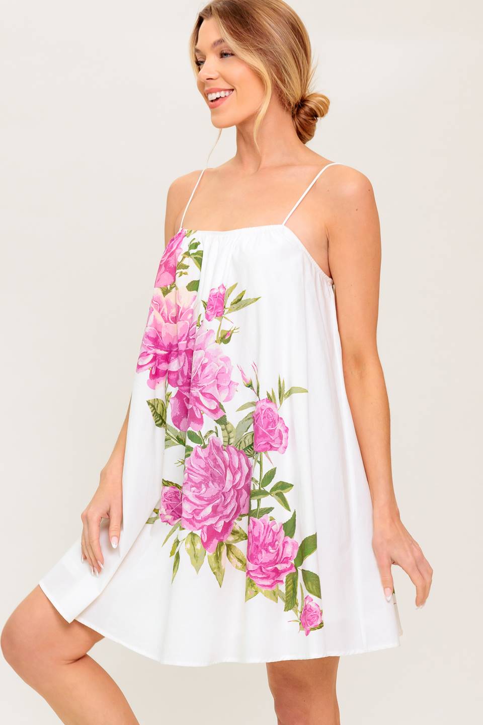 MINIVESTIDO ROSA CON ESTAMPADO FLORAL DE GARDEN WHISPERS