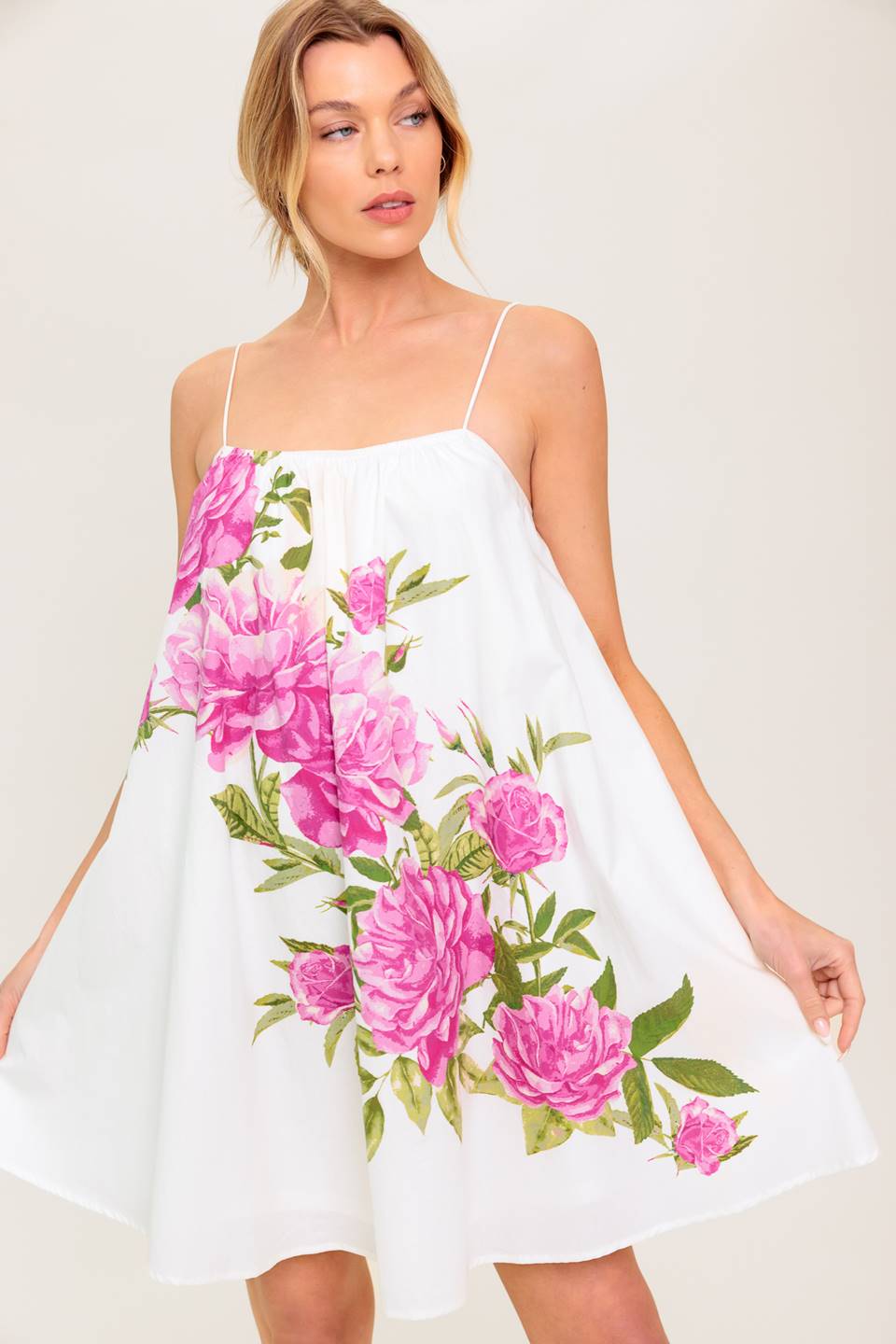 MINIVESTIDO ROSA CON ESTAMPADO FLORAL DE GARDEN WHISPERS
