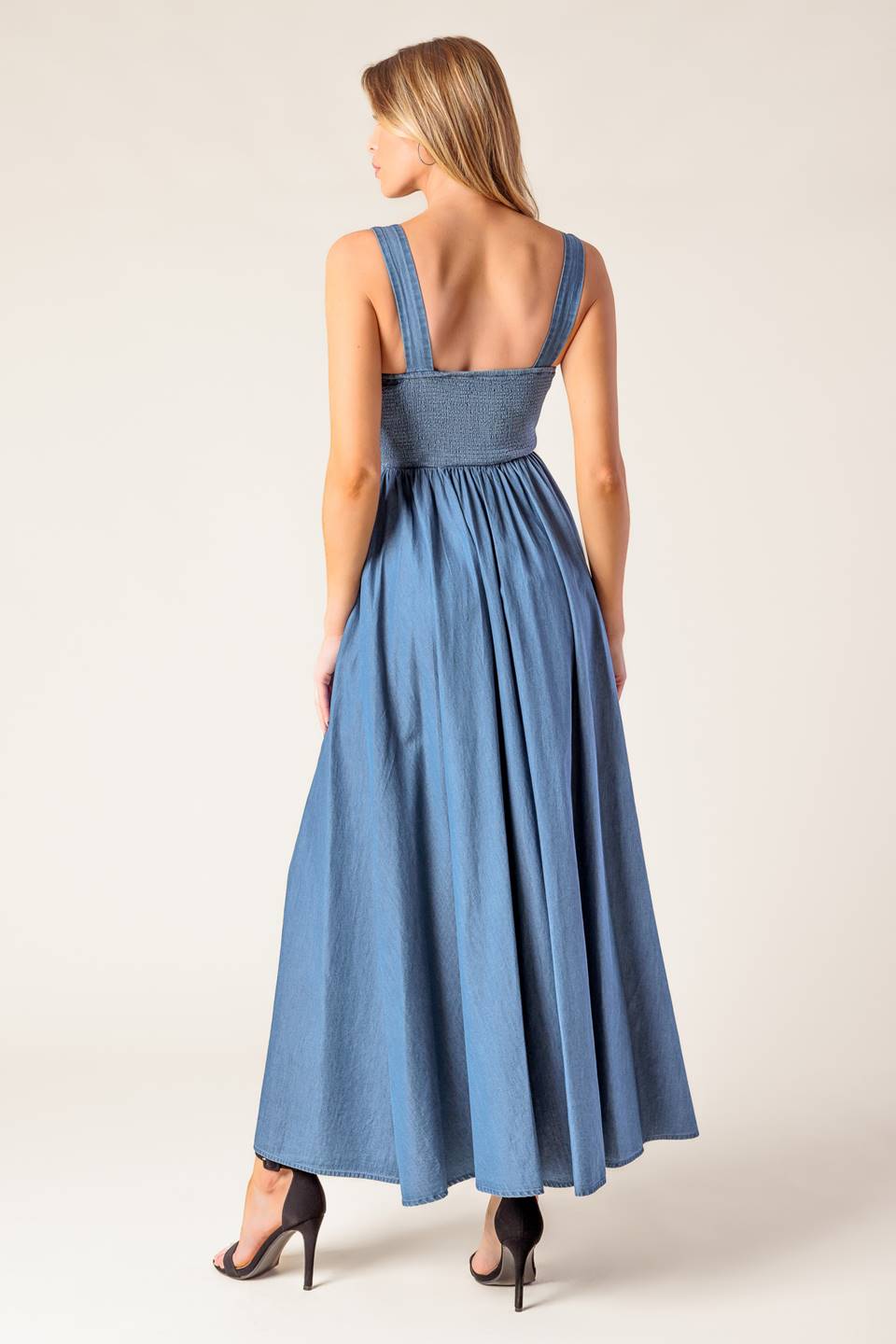 PASSIFLORA INDIGO DENIM MIDI DRESS - MaraFormigone