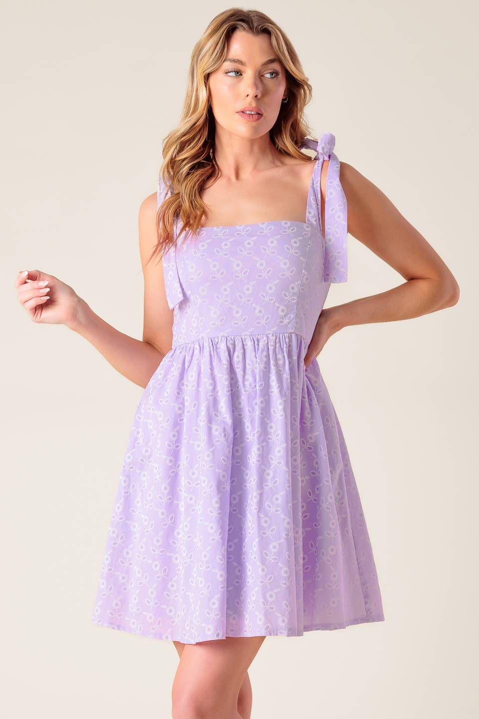 NIGHT TO REMEMBER LAVENDER WOVEN MINI DRESS - MaraFormigone
