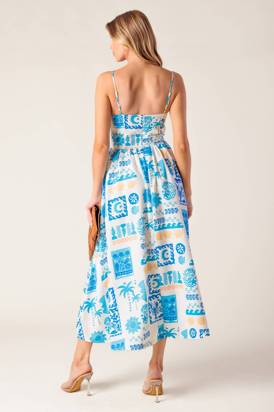 VESTIDO MIDI AZUL DE TECIDO PARA DAMINHA DE HONRA