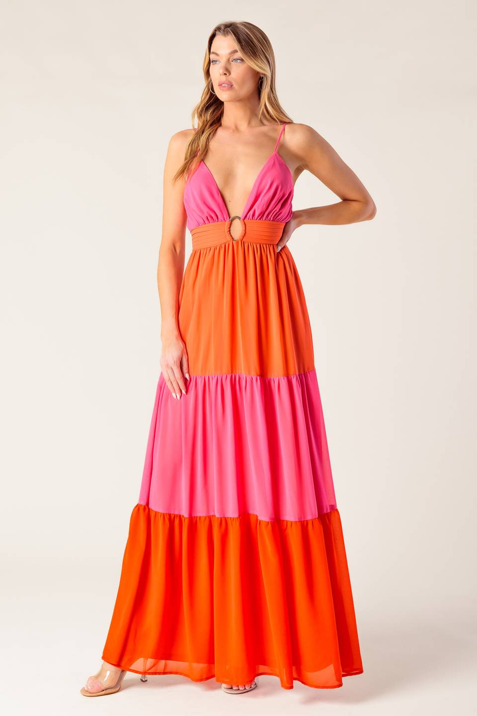 REGAL RISE WOVEN COLOR BLOCKED MAXI DRESS - MaraFormigone