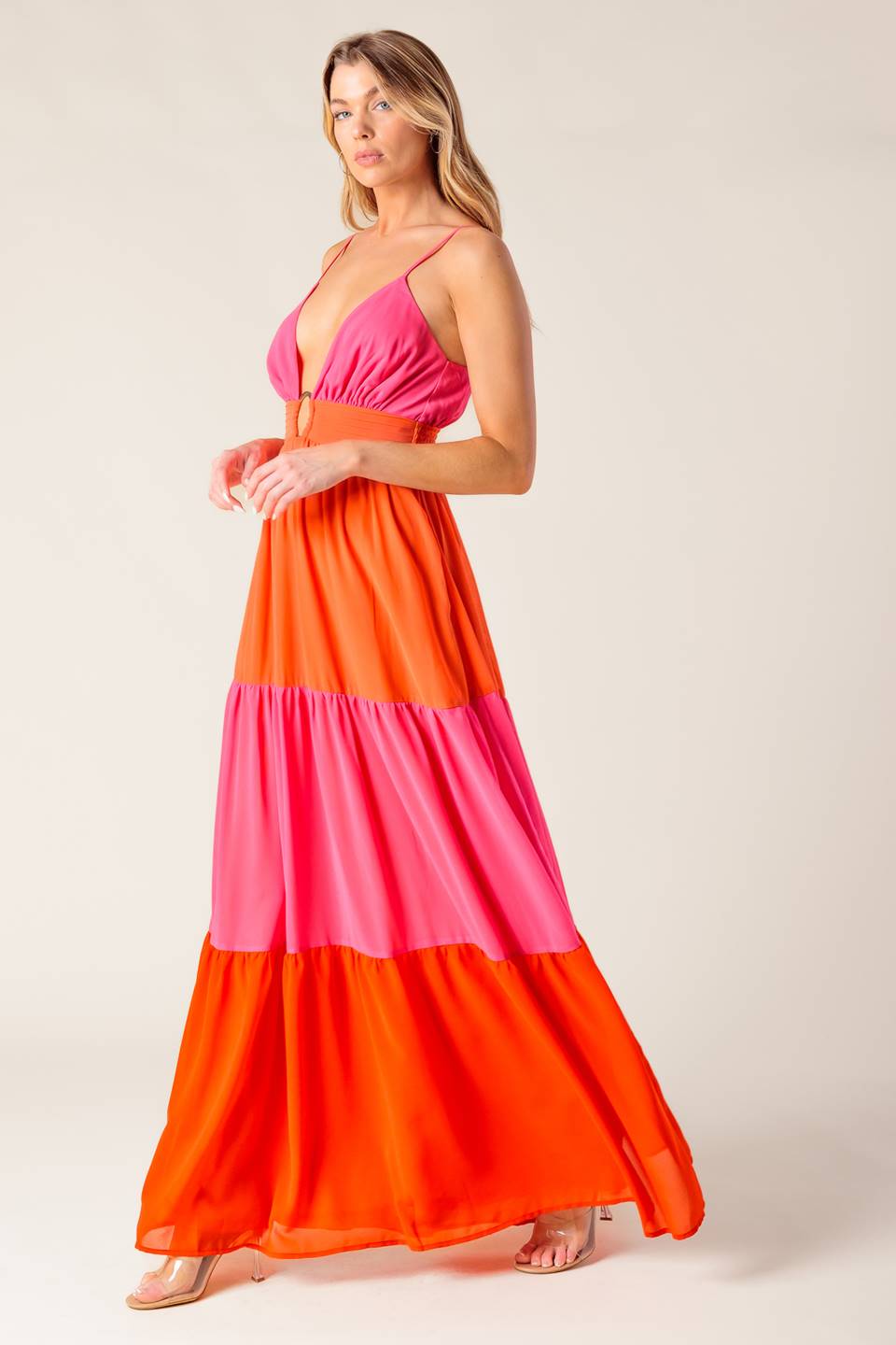 REGAL RISE WOVEN COLOR BLOCKED MAXI DRESS - MaraFormigone