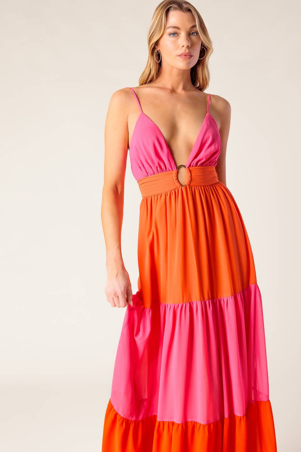 REGAL RISE WOVEN COLOR BLOCKED MAXI DRESS - MaraFormigone