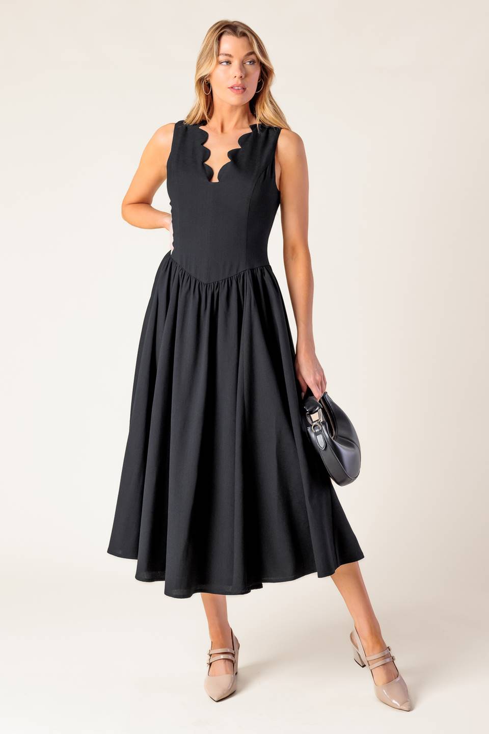 FOR THE RECORD BLACK WOVEN MIDI DRESS - MaraFormigone