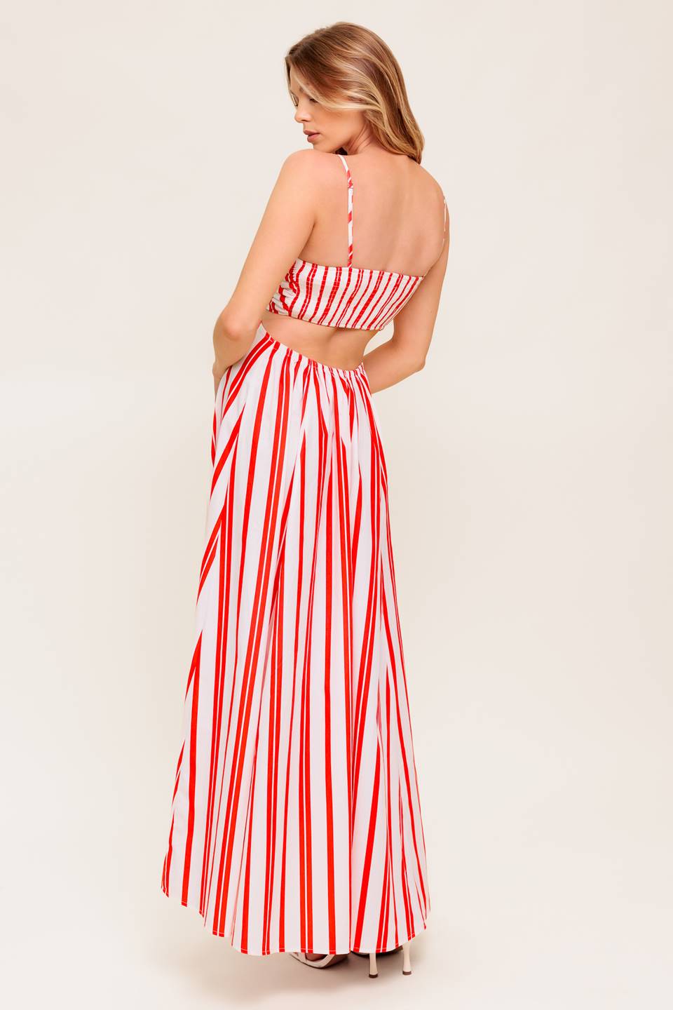 DREAM PETALS RED STRIPE WOVEN ANKLE DRESS - MaraFormigone