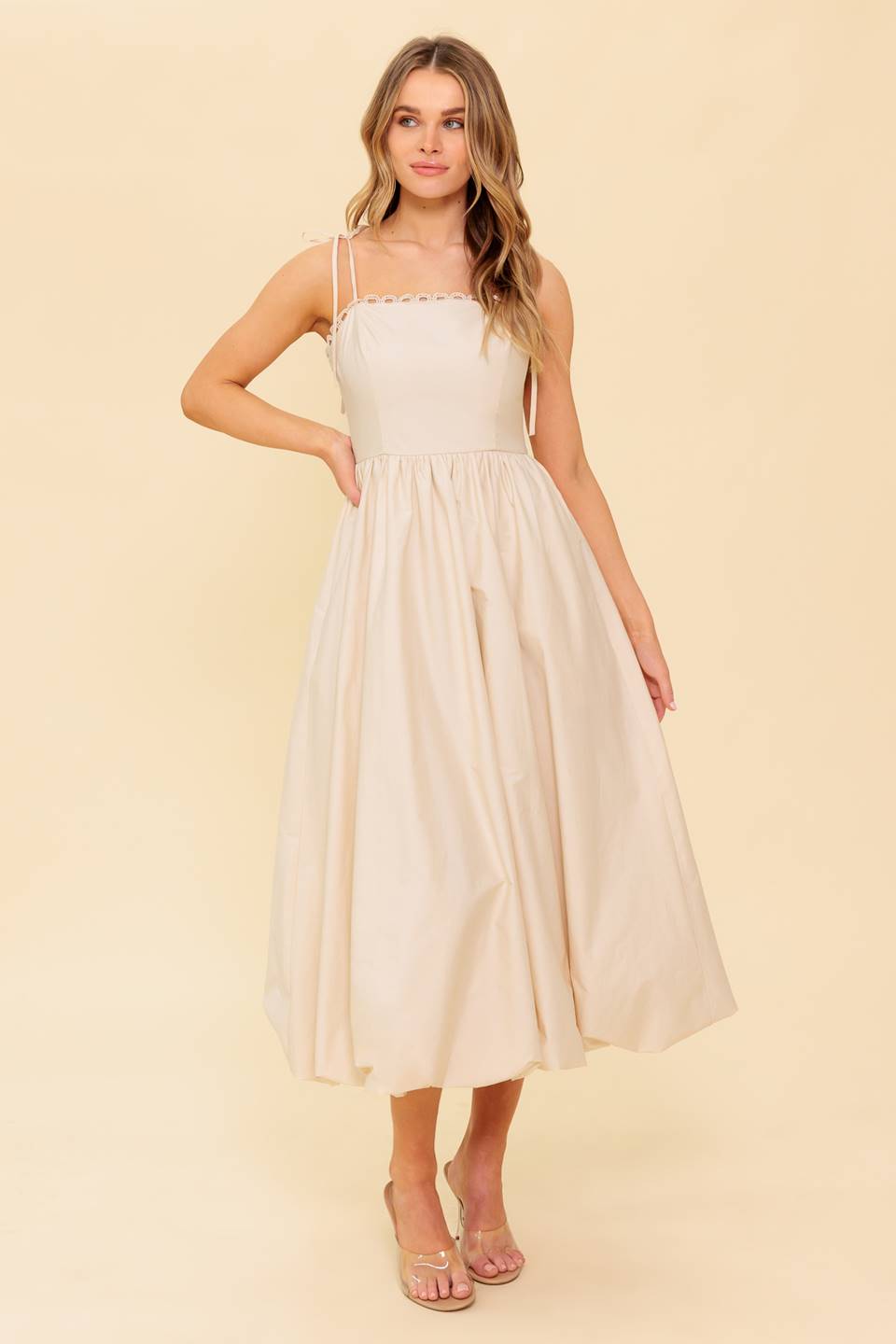 VESTIDO MIDI TEJIDO REGAL CUTIE CREAM