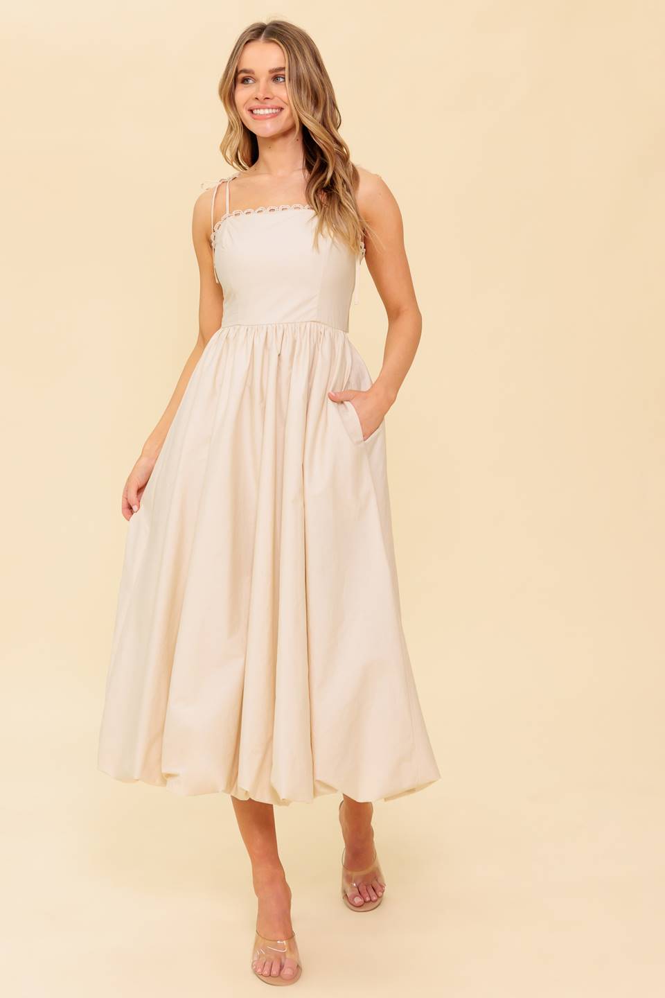 VESTIDO MIDI TEJIDO REGAL CUTIE CREAM
