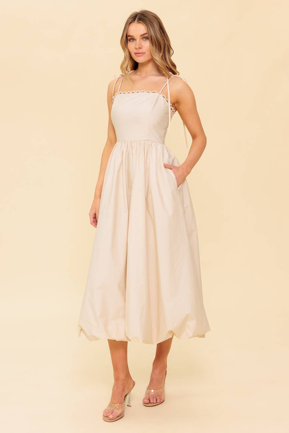 VESTIDO MIDI TEJIDO REGAL CUTIE CREAM