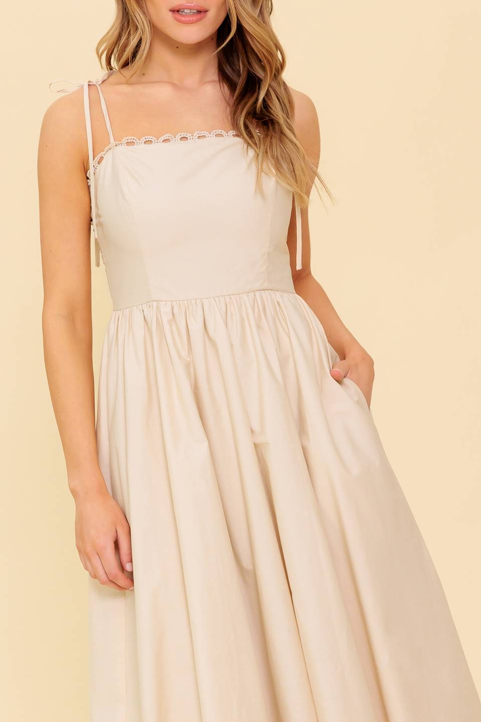 VESTIDO MIDI TEJIDO REGAL CUTIE CREAM