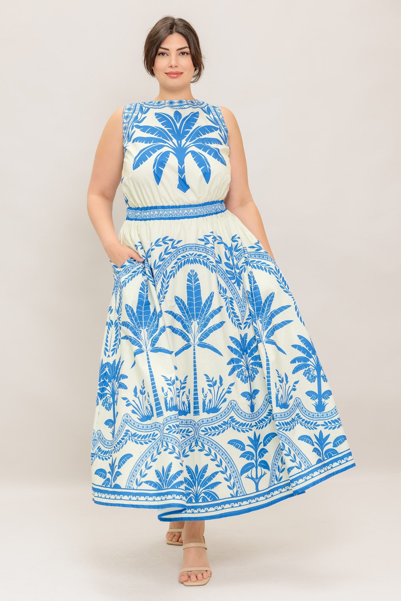 OCEAN PETALS WOVEN MIDI DRESS - MaraFormigone