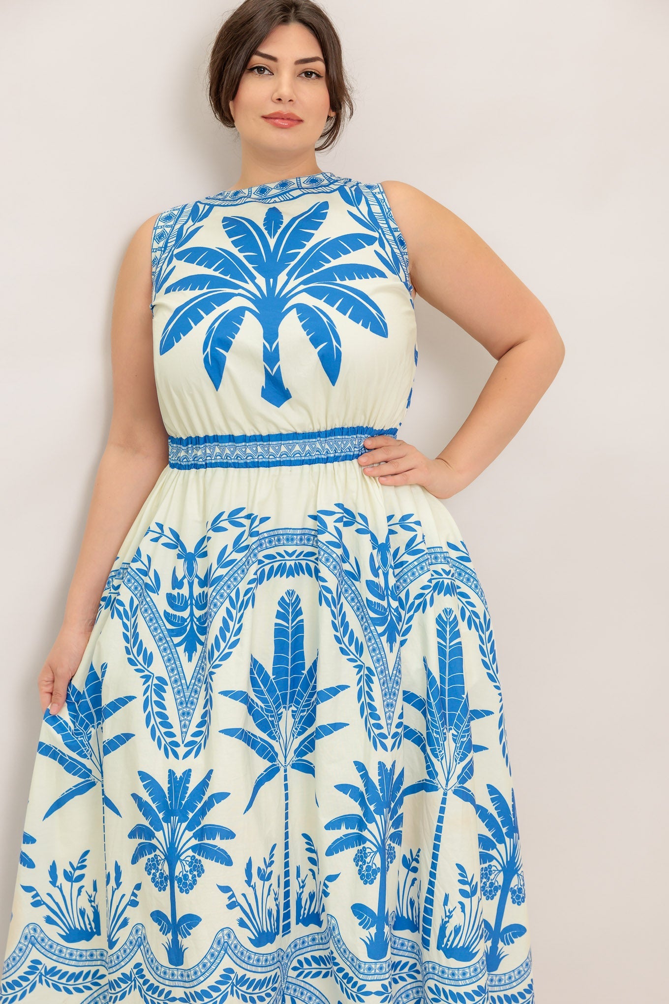 OCEAN PETALS WOVEN MIDI DRESS - MaraFormigone