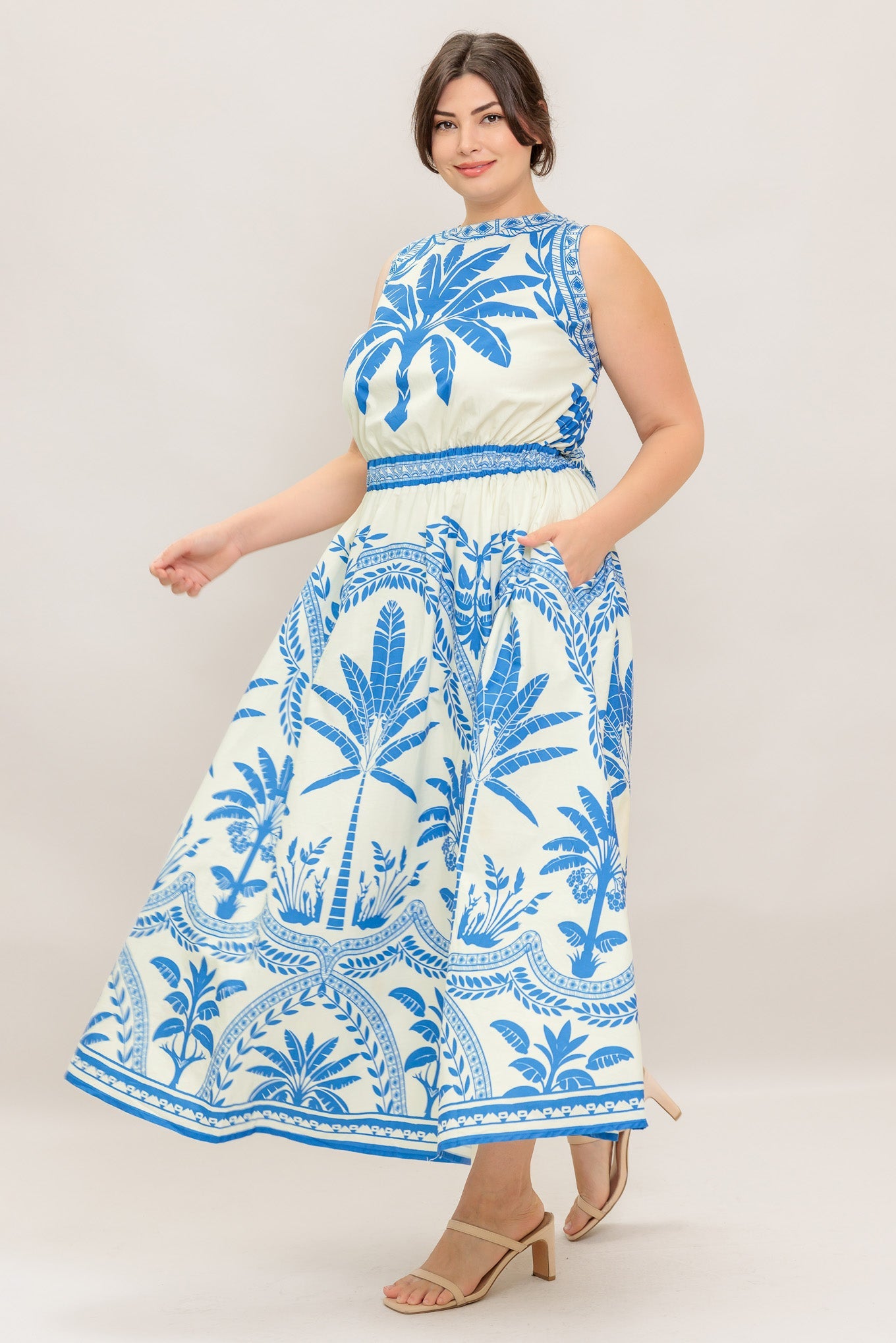 OCEAN PETALS WOVEN MIDI DRESS - MaraFormigone