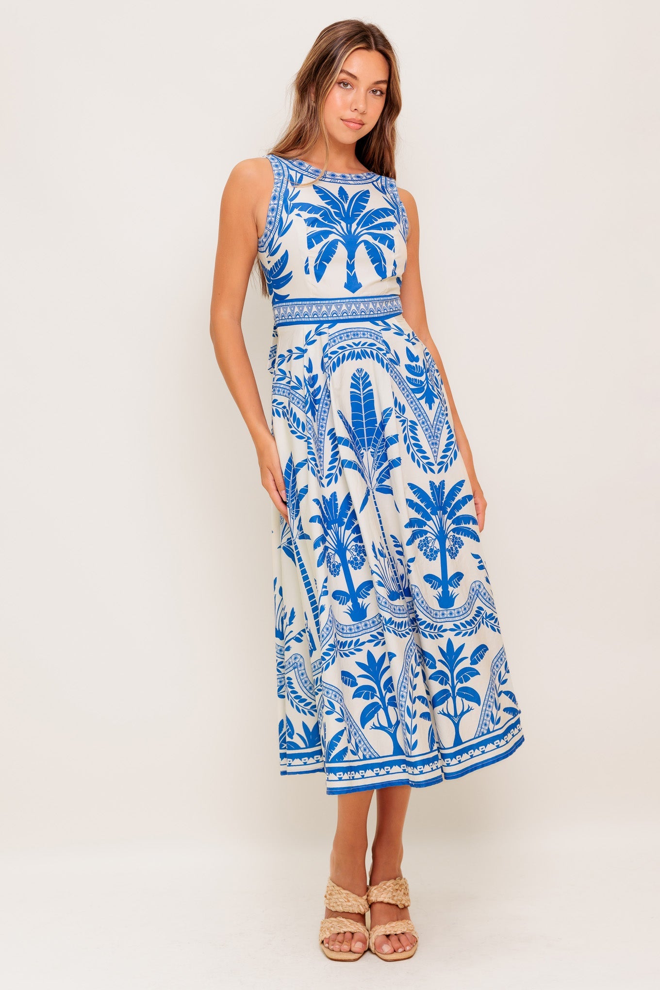 OCEAN PETALS WOVEN MIDI DRESS - MaraFormigone