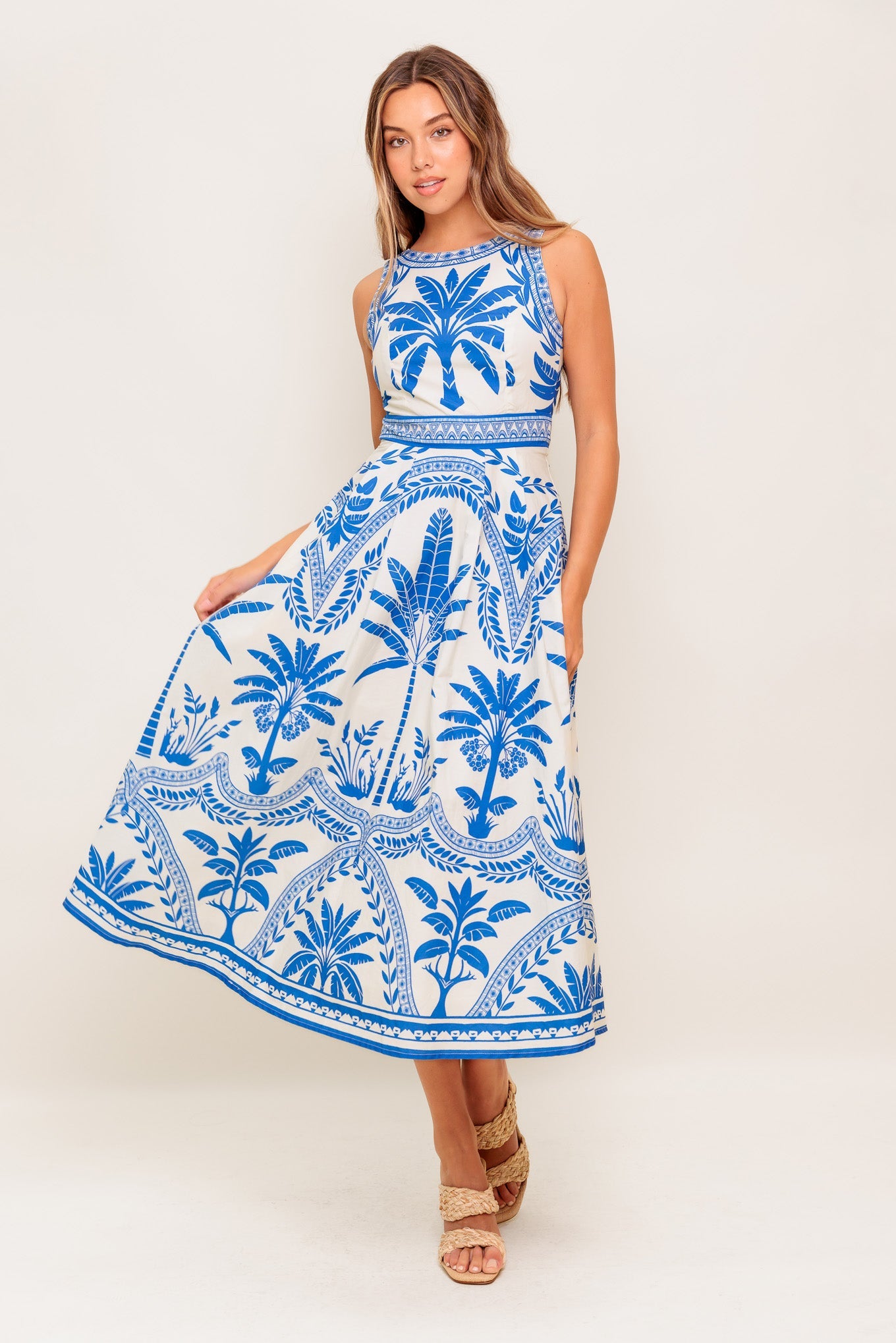OCEAN PETALS WOVEN MIDI DRESS - MaraFormigone