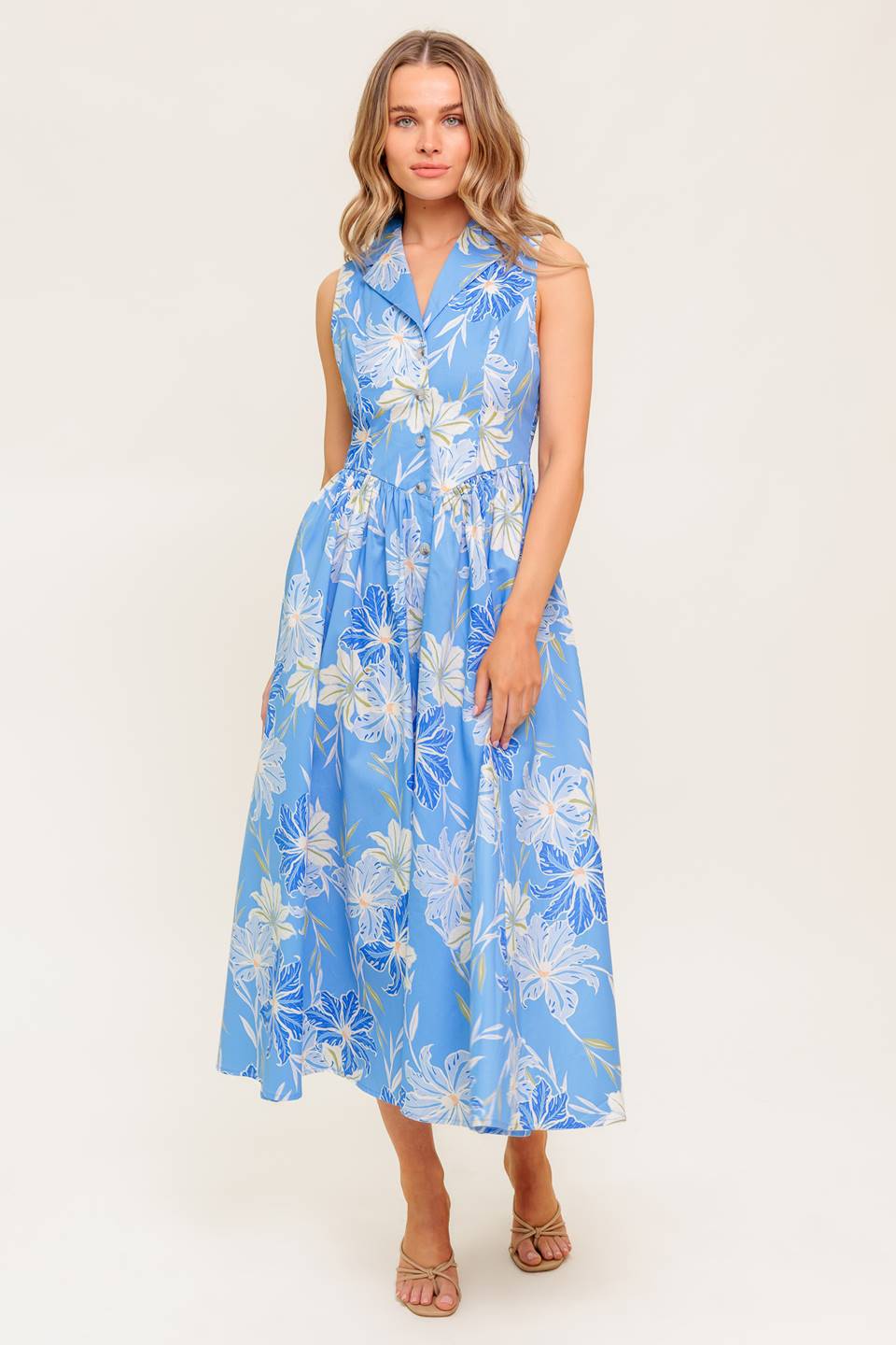 VESTIDO MIDI AZUL FERN WHISPER