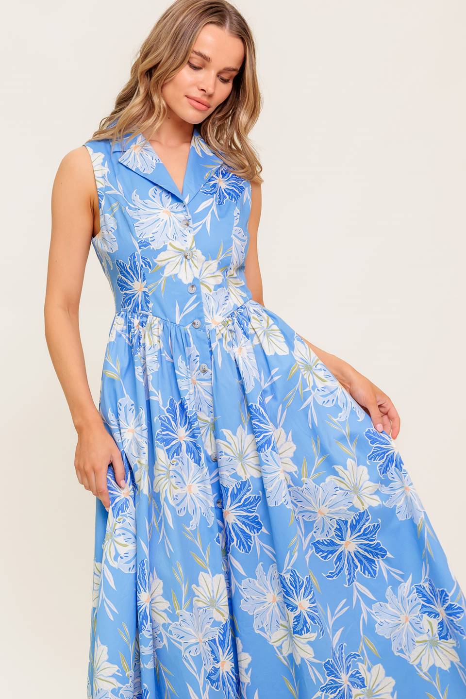 VESTIDO MIDI AZUL FERN WHISPER