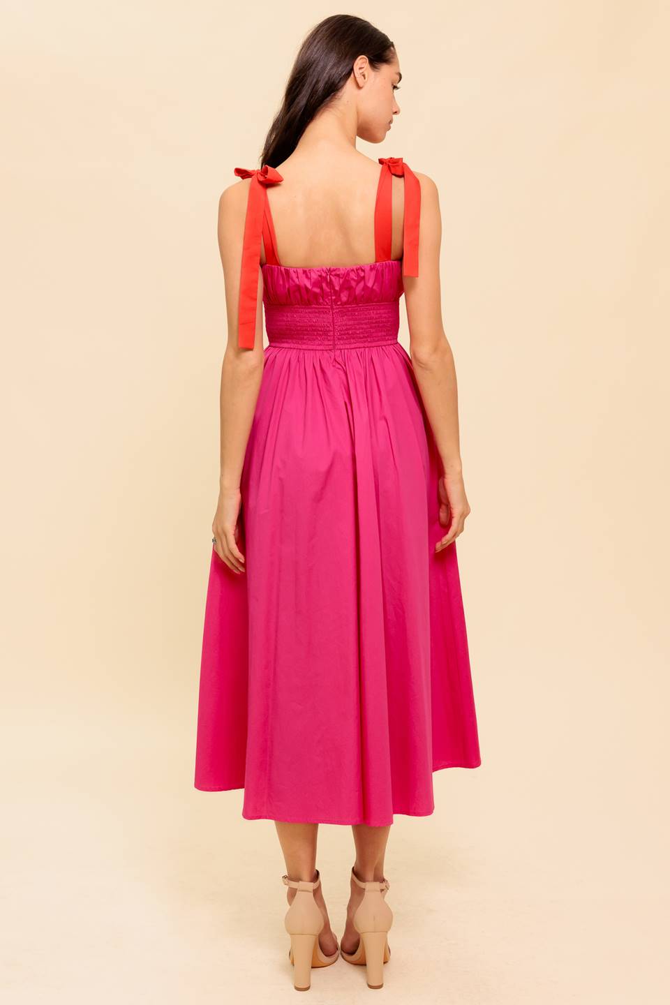 EVENING DELIGHTS FUCHSIA WOVEN MIDI DRESS - MaraFormigone