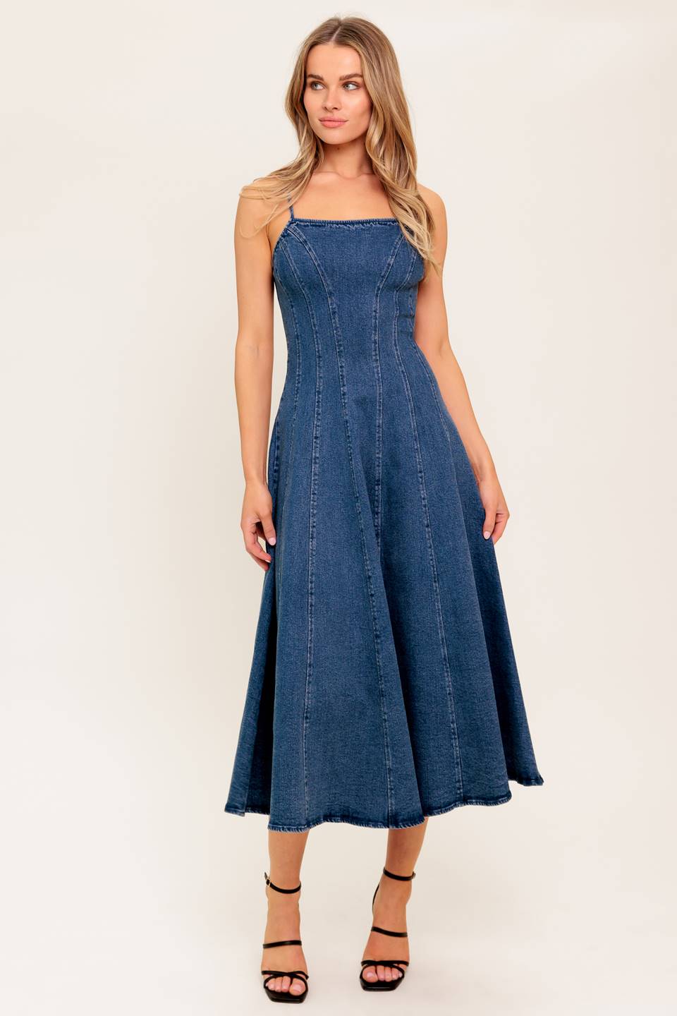 VANILLA COVE DENIM MIDI DRESS