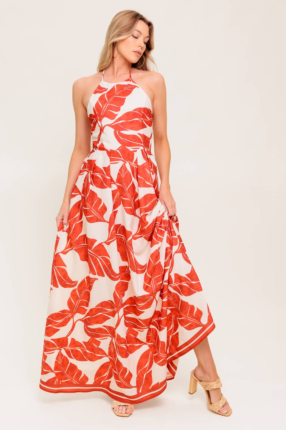 FIRST GLANCE RED WOVEN MIDI DRESS - MaraFormigone