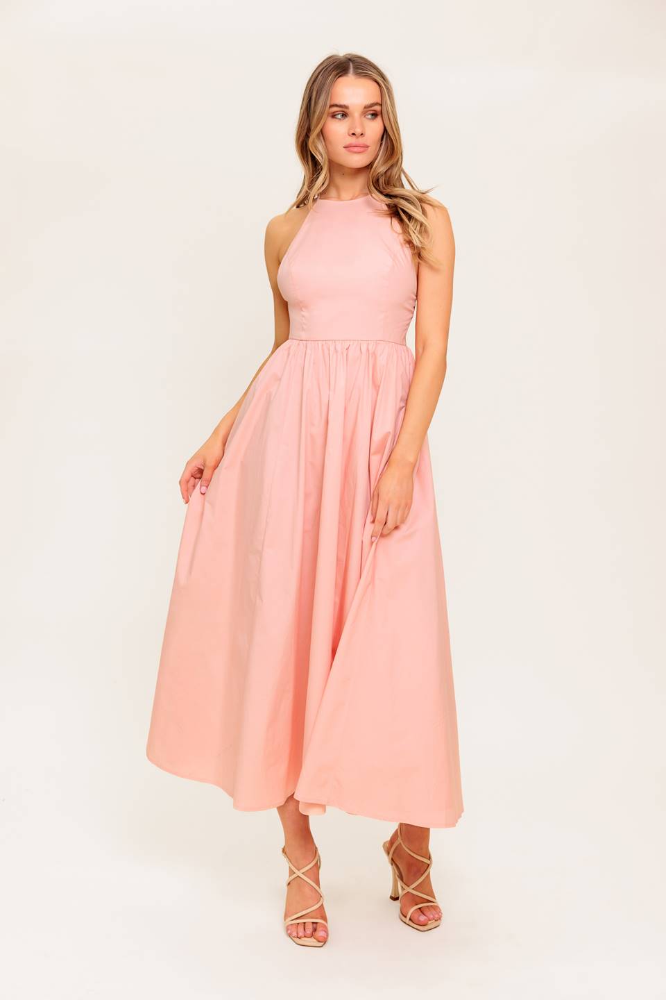 FERN KISSED CORAL WOVEN MIDI DRESS - MaraFormigone