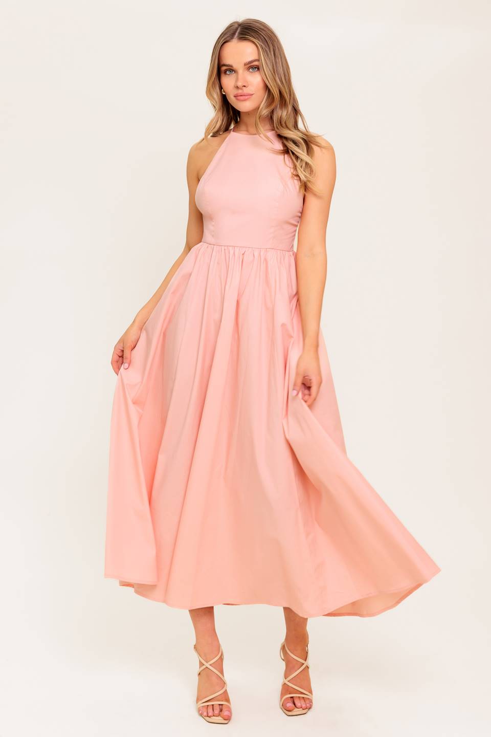 FERN KISSED CORAL WOVEN MIDI DRESS - MaraFormigone