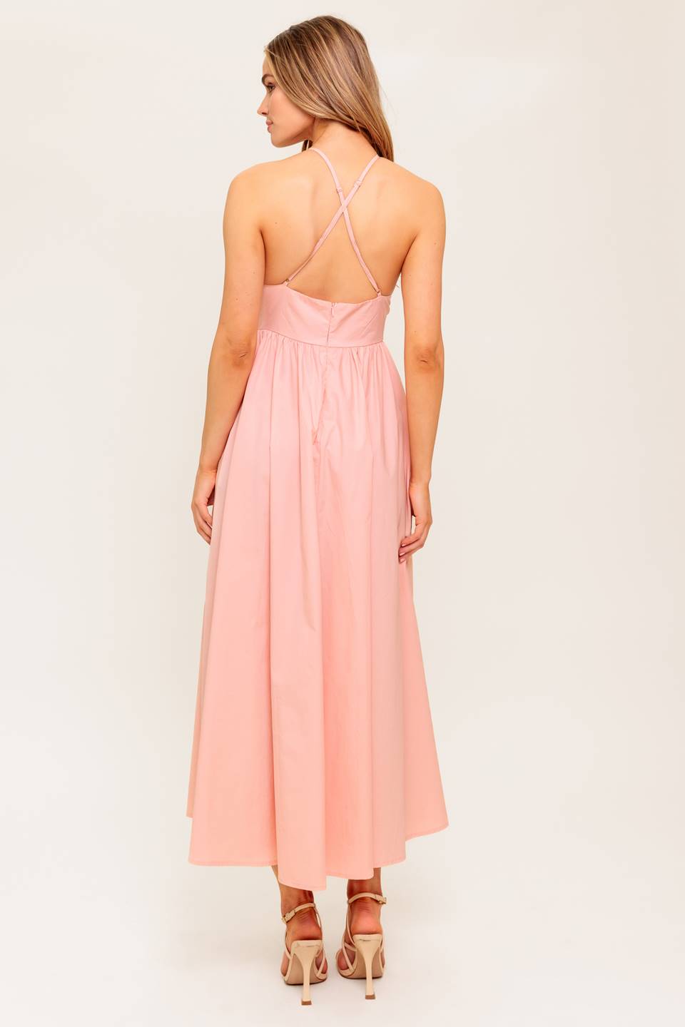 FERN KISSED CORAL WOVEN MIDI DRESS - MaraFormigone