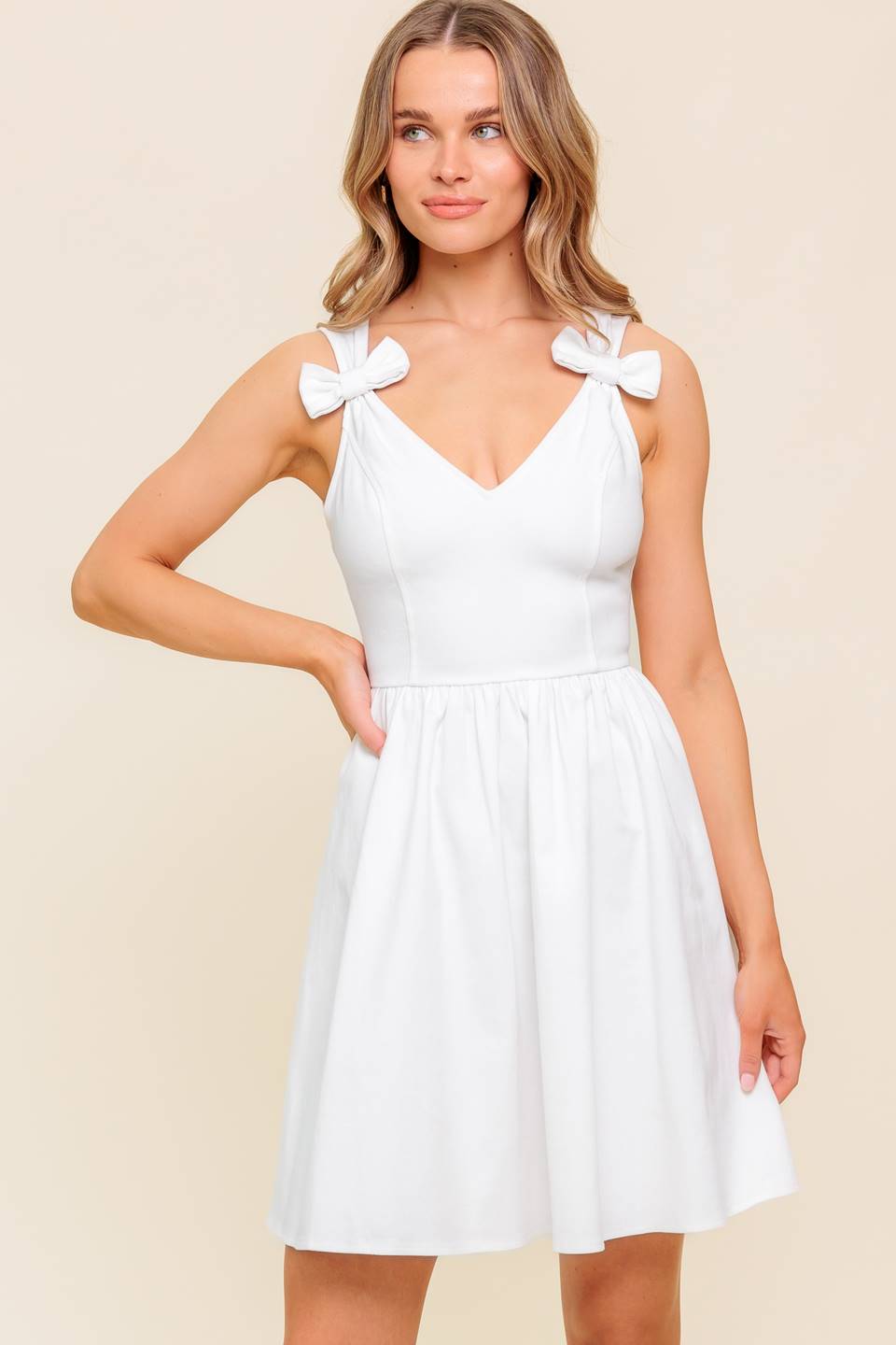 LOVABLE SPIRIT WHITE DENIM WOVEN MINI DRESS - MaraFormigone