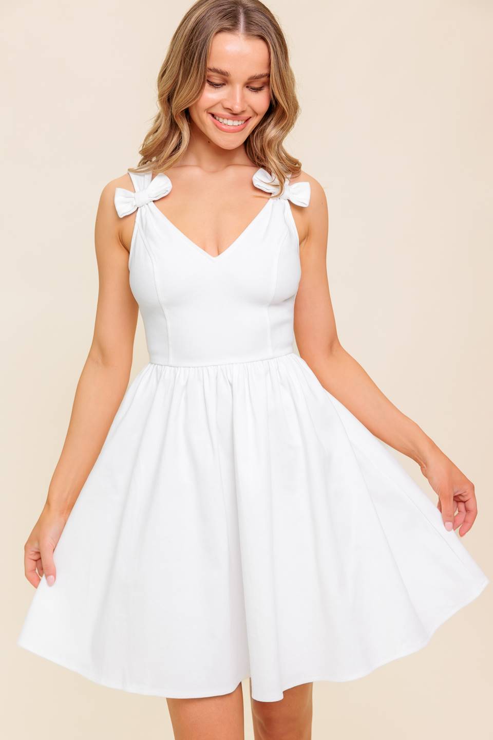 LOVABLE SPIRIT WHITE DENIM WOVEN MINI DRESS - MaraFormigone