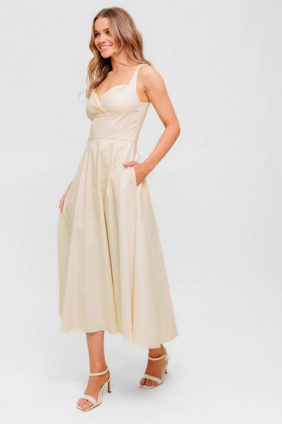 VESTIDO MIDI TEJIDO OCEAN SHEEN TENDER CREAM