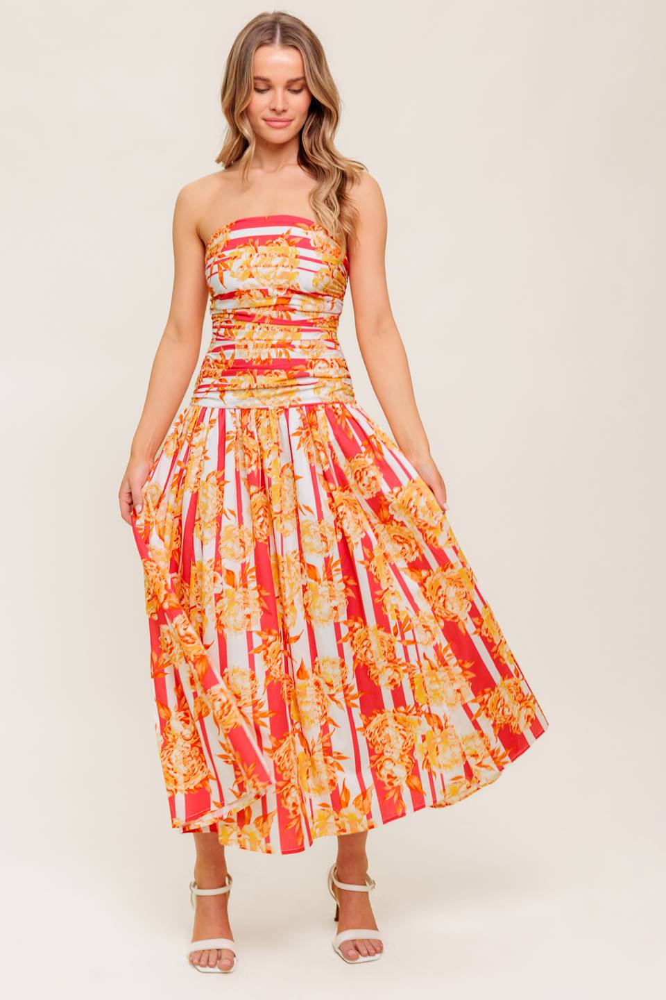 PEONY STORM DANCE WOVEN MIDI DRESS - MaraFormigone