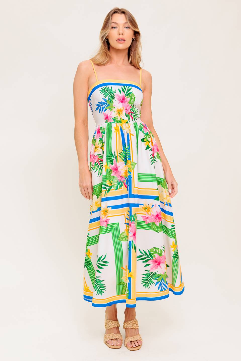 VESTIDO MIDI TECIDO COM ESTAMPA FLORAL HARMONY