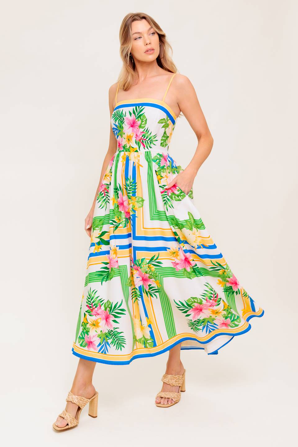 VESTIDO MIDI TECIDO COM ESTAMPA FLORAL HARMONY