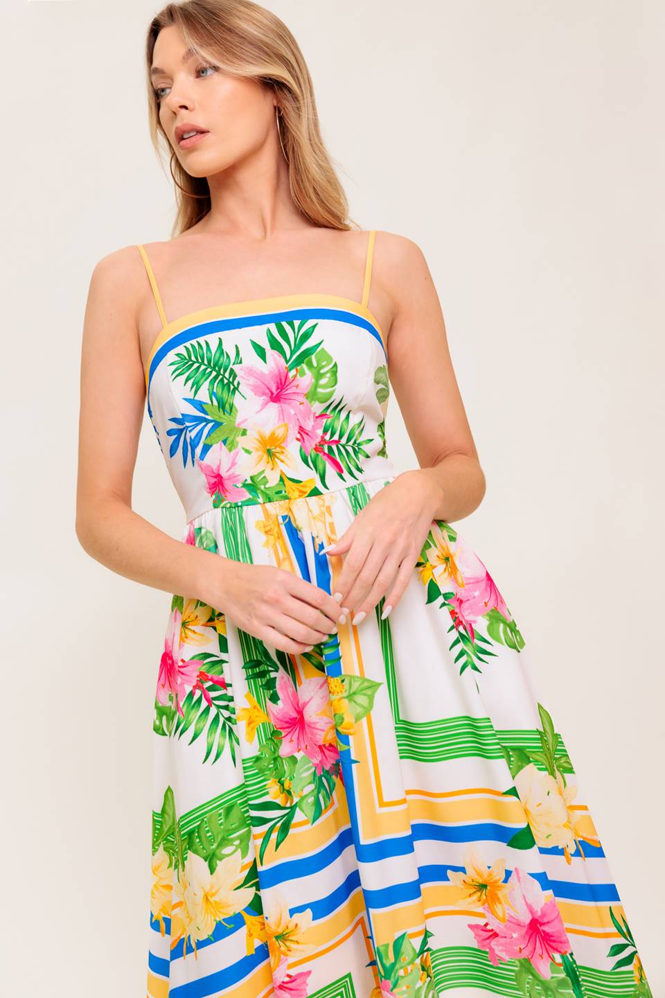 VESTIDO MIDI TECIDO COM ESTAMPA FLORAL HARMONY