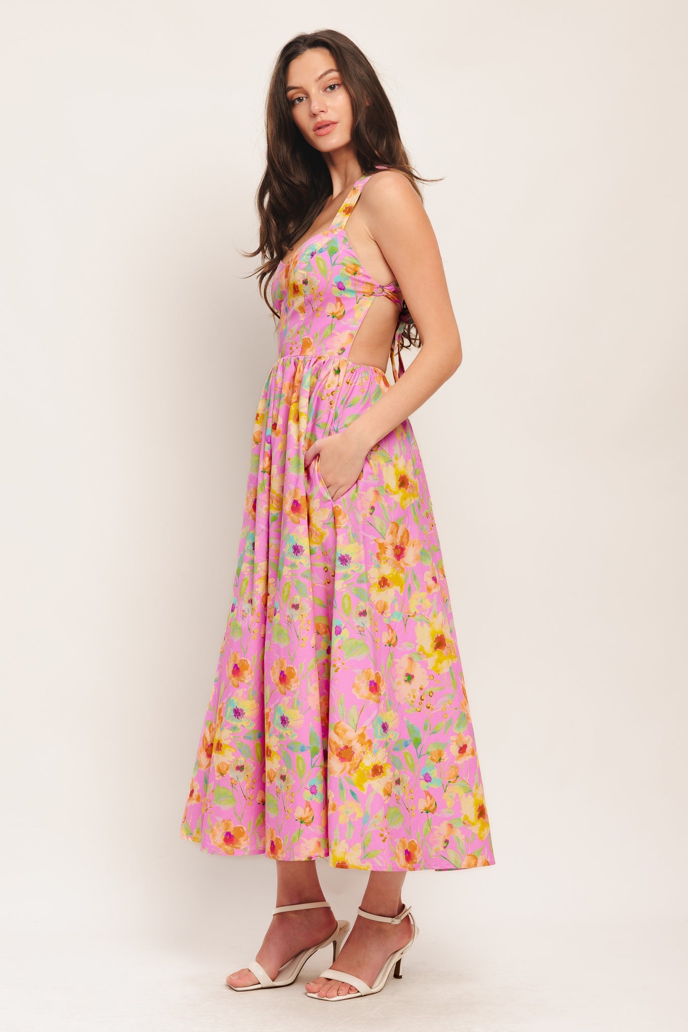 ROSY DAYDREAM WOVEN MIDI DRESS