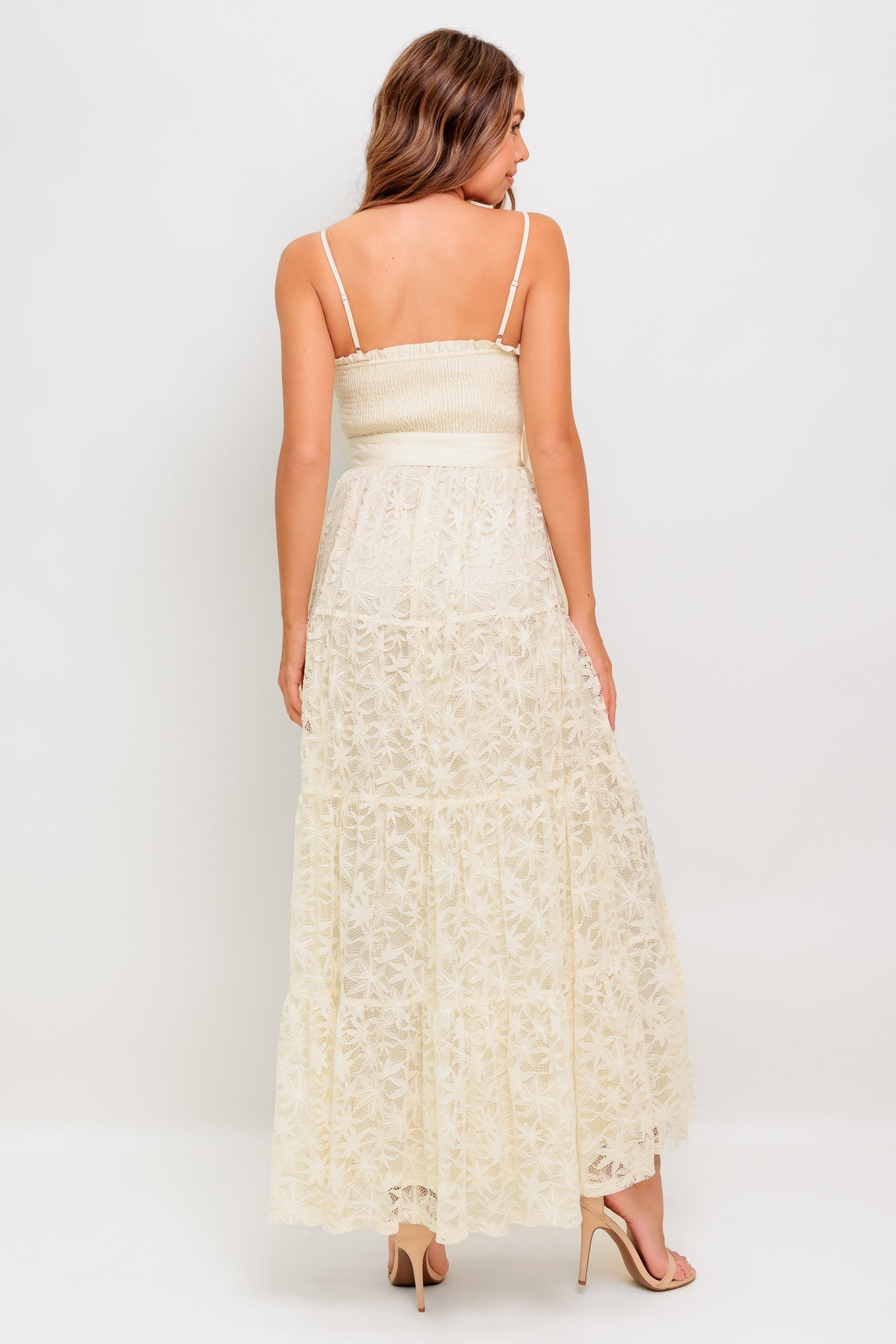 VESTIDO DE TOBILLO DE ENCAJE TEJIDO "EL PARAÍSO TE ESPERA"