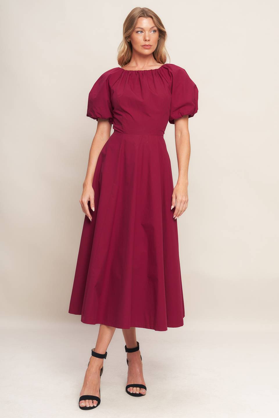 CRIMSON ROMANCE WOVEN MIDI DRESS - MaraFormigone