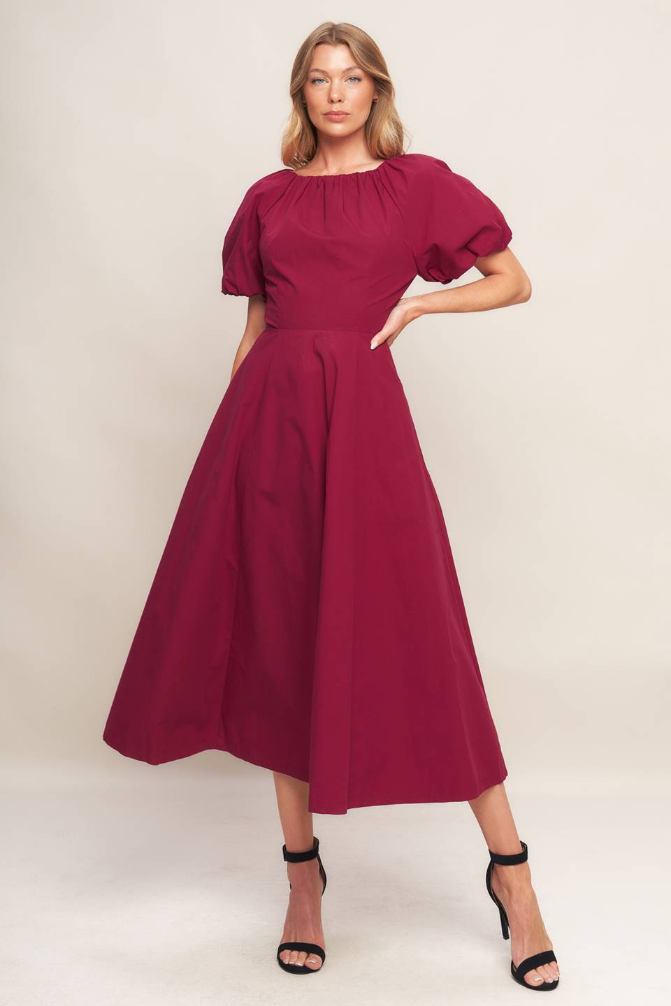 CRIMSON ROMANCE WOVEN MIDI DRESS - MaraFormigone