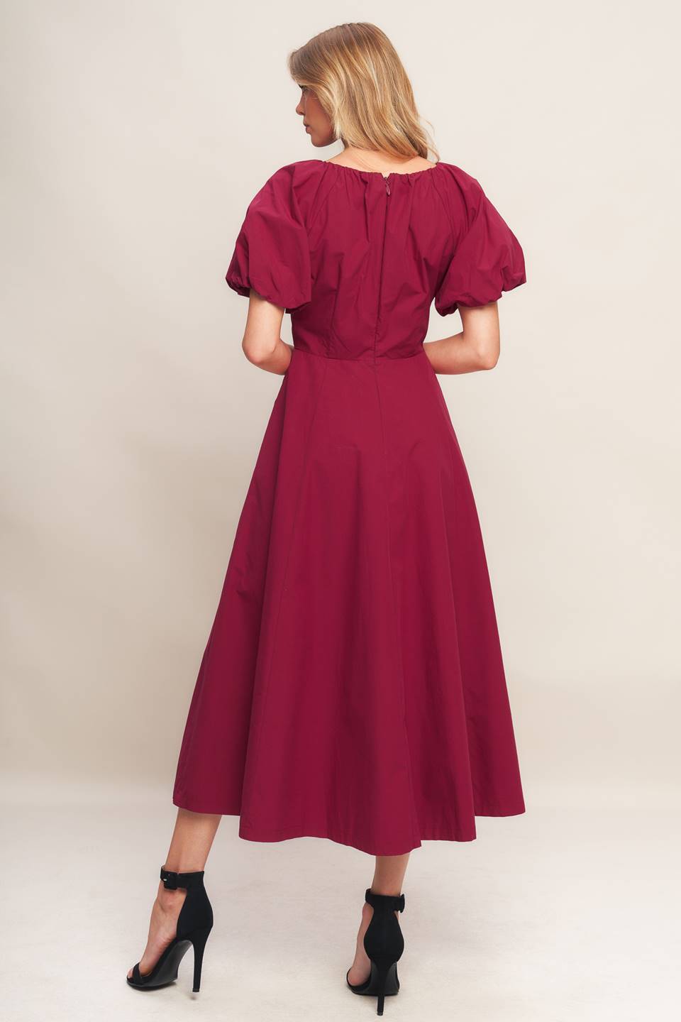 CRIMSON ROMANCE WOVEN MIDI DRESS - MaraFormigone