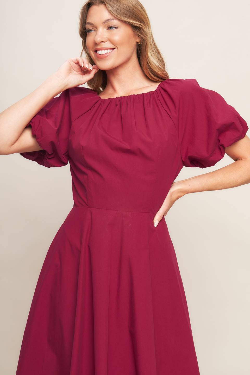 CRIMSON ROMANCE WOVEN MIDI DRESS - MaraFormigone