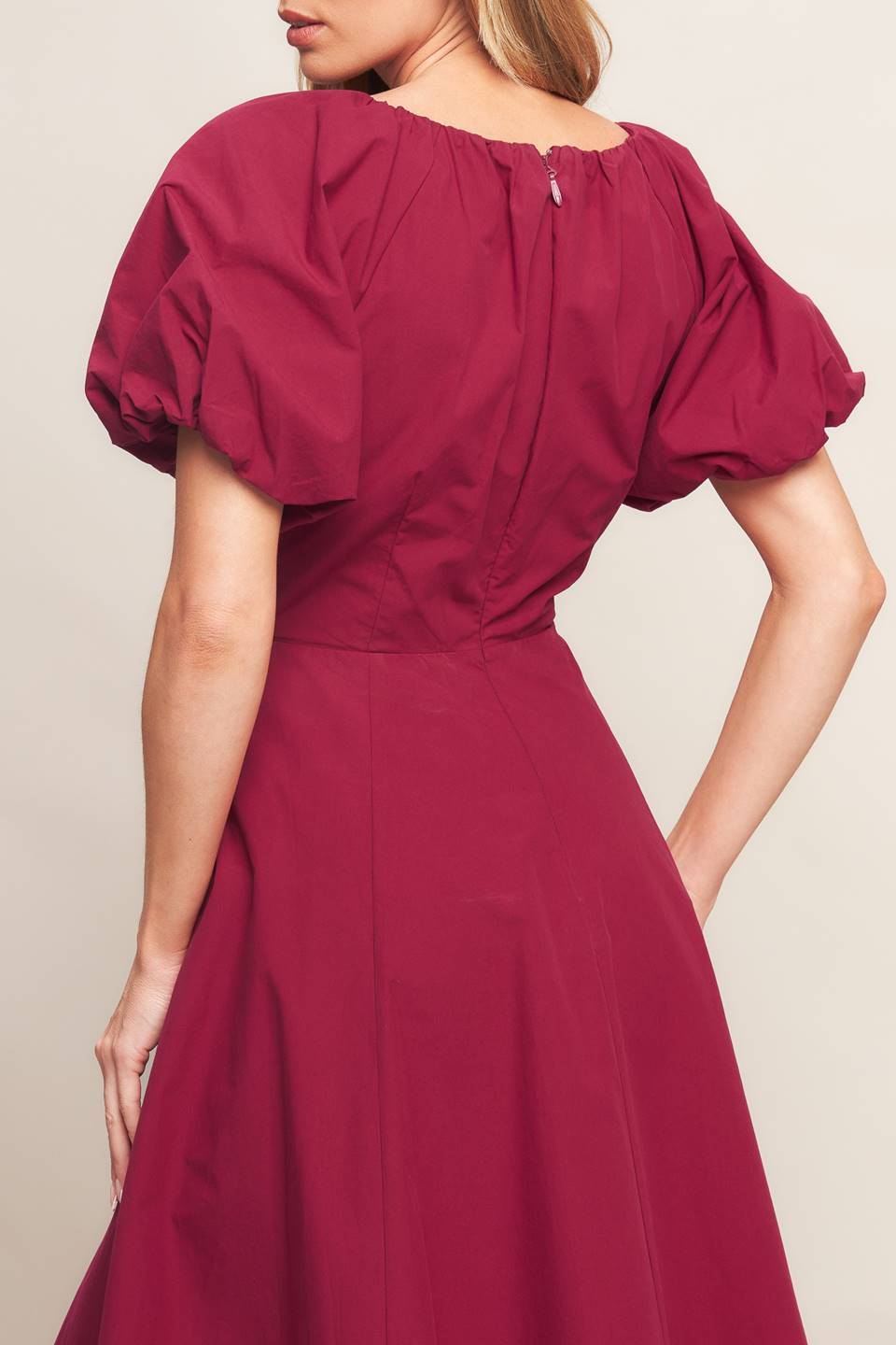 CRIMSON ROMANCE WOVEN MIDI DRESS - MaraFormigone